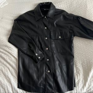 Zara Vegan Leather Shirt Jacket